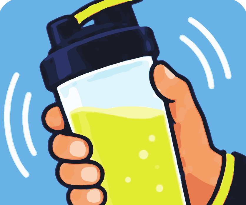 A hand shaking a bottle of mixed OnHand