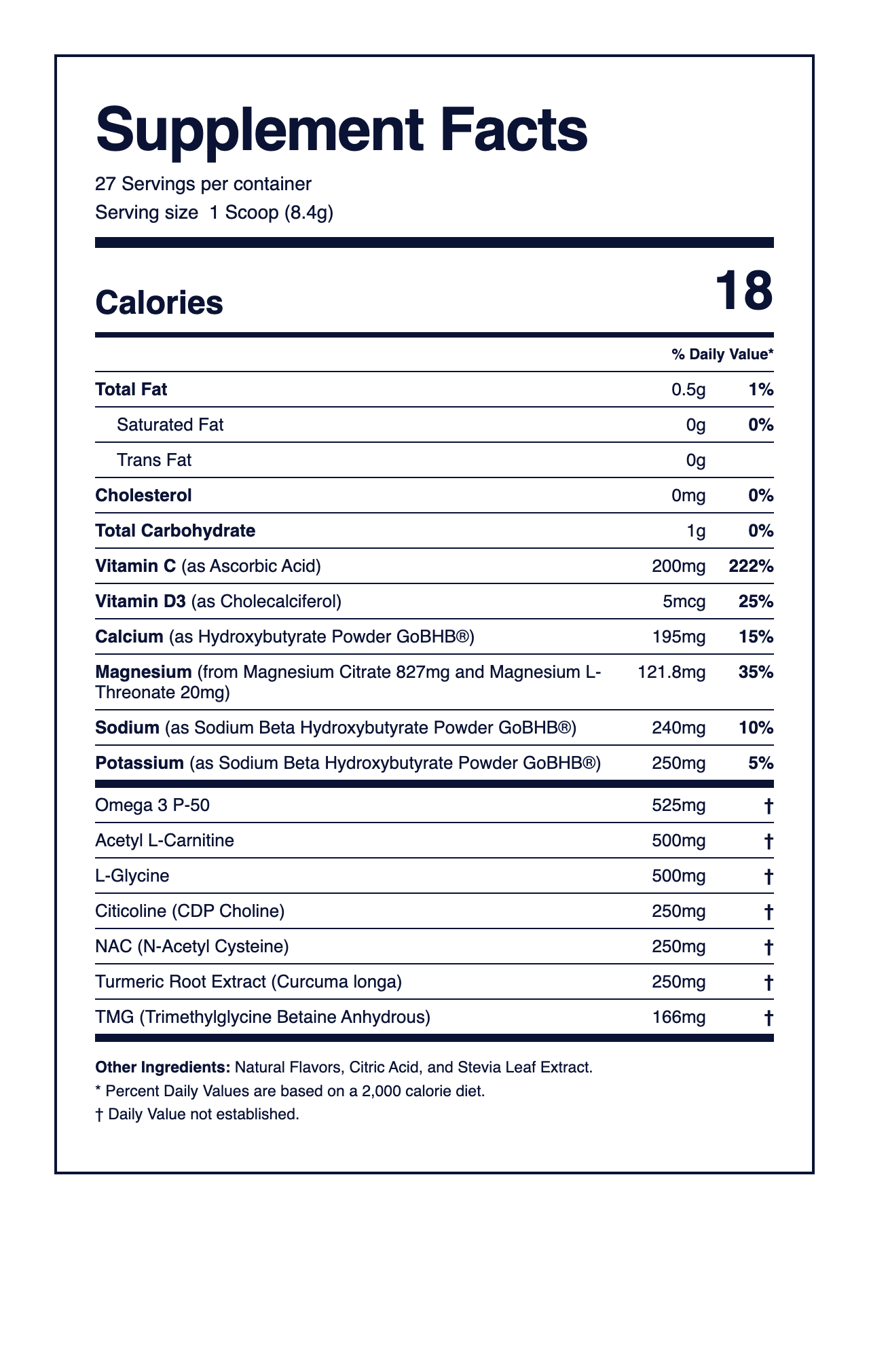 Supplement Facts panel for OnHand Head Impact Support